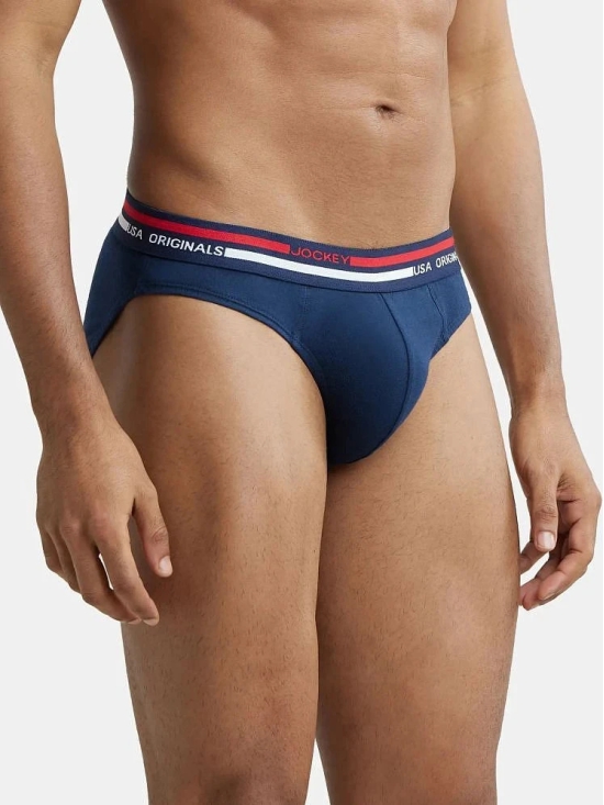 Jockey US49 Men Super Combed Cotton Solid Brief with Ultrasoft Waistband - Navy - None