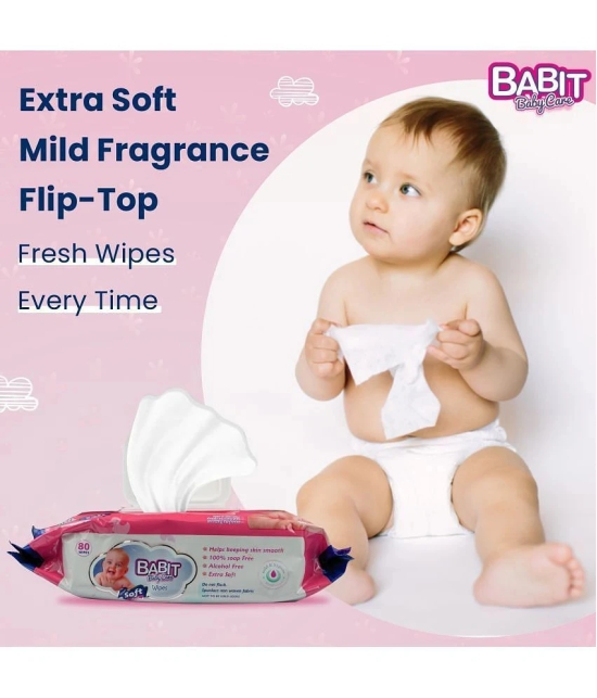 Babit Baby Care Babit Baby Care Wet Wipes with Aloevera Extract Pack of 3 (80 pcs Each )