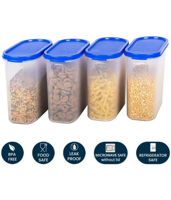 HOMETALES Plastic Multi-Purpose Food Container, 1000ml x 4U, 2000ml x 4U (8U) - Navy Blue