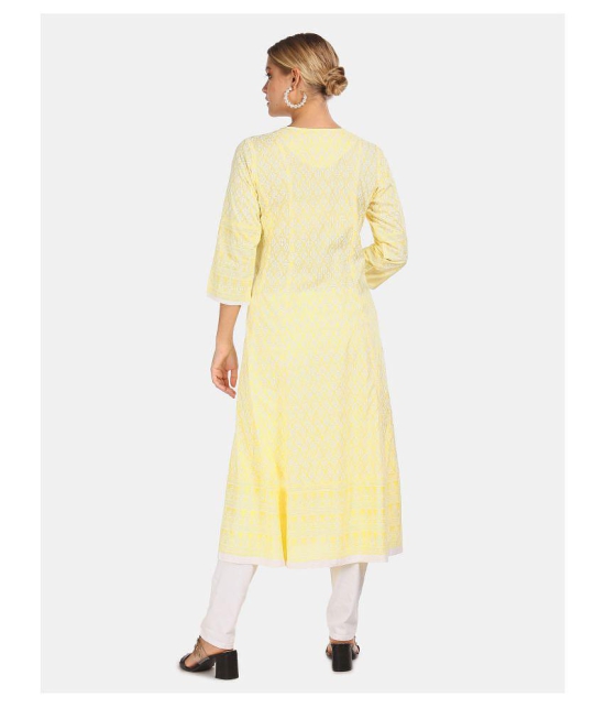 Anahi - Yellow Cotton Women's Flared Kurti ( Pack of 1 ) - XXL