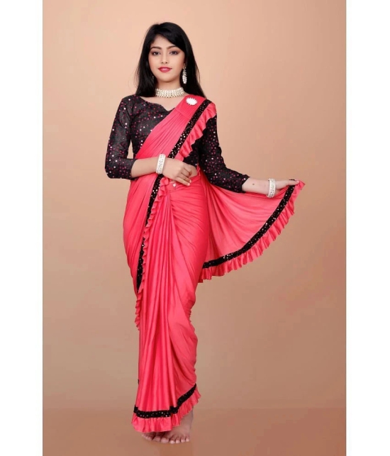 Apnisha - Peach Lycra Girls Saree ( Pack of 1 ) - None