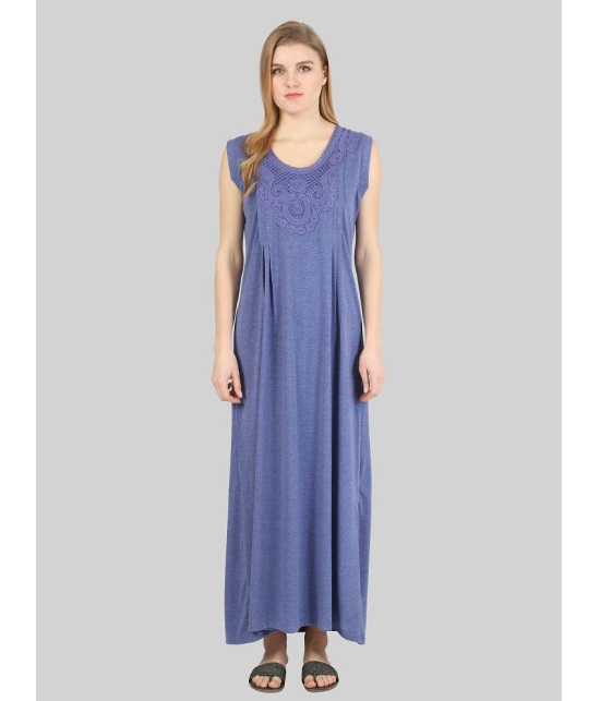 Affair - Blue Cotton Blend Womens Nightwear Nighty & Night Gowns ( Pack of 1 ) - None