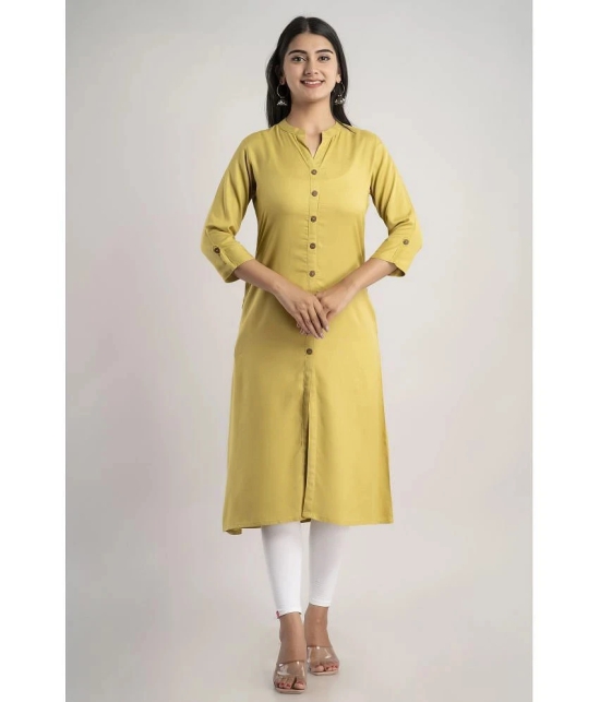 MAUKA - Green Rayon Womens Front Slit Kurti ( Pack of 1 ) - XS