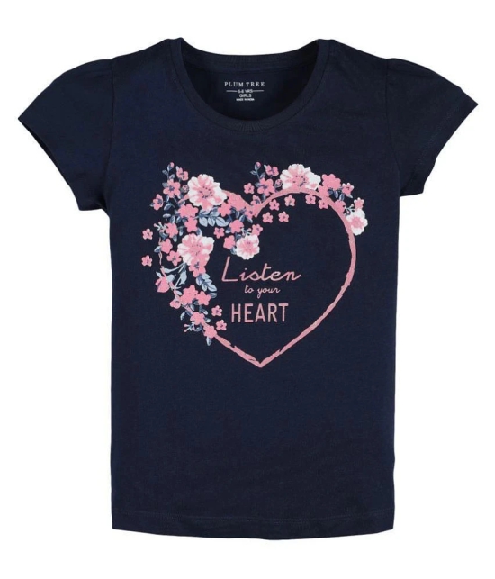 Plum Tree Girls Heart Print T-shirt Navy,Pink ( Pack of 2) - None