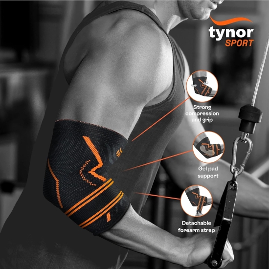 TYNOR Elbow Support Air Pro, 1 Unit (Colour - ORANGE, Size - XL) by Total Sporting And Fitness Solutions Pvt Ltd