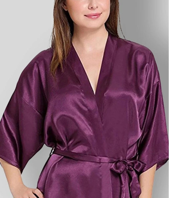 Piquant - Purple Satin Womens Nightwear Robes ( Pack of 1 ) - Free Size