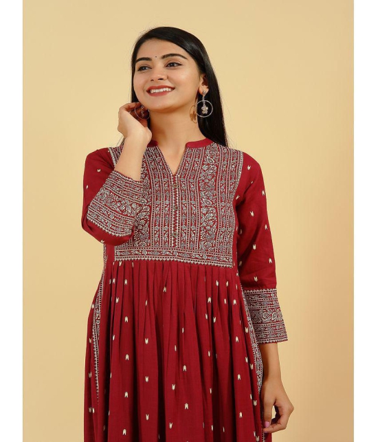 KIPEK - Maroon Rayon Womens A-line Kurti ( Pack of 1 ) - None