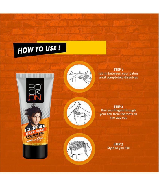 RockOn Hard Hold Styling Gel For Hair Styling, Pack of 3 ( 60 gram each)