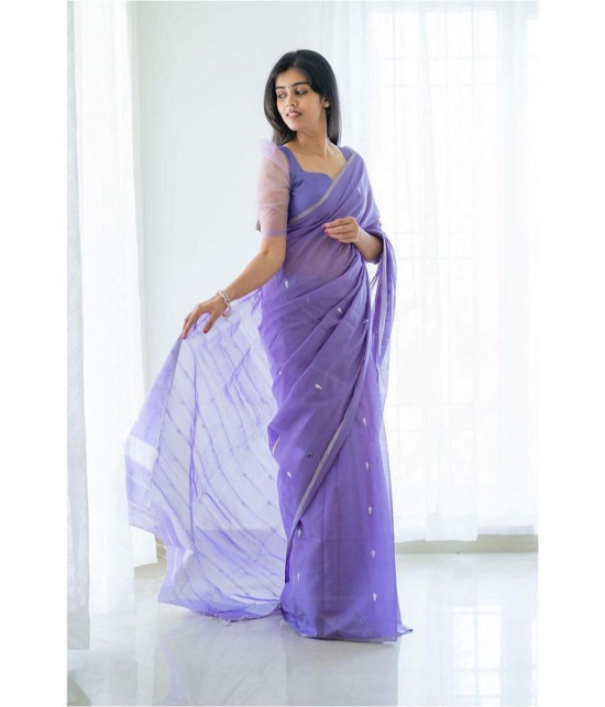 Rangita Women Ethnic Motifs Woven Silk Blend Saree with Blouse Piece - Purple - Purple