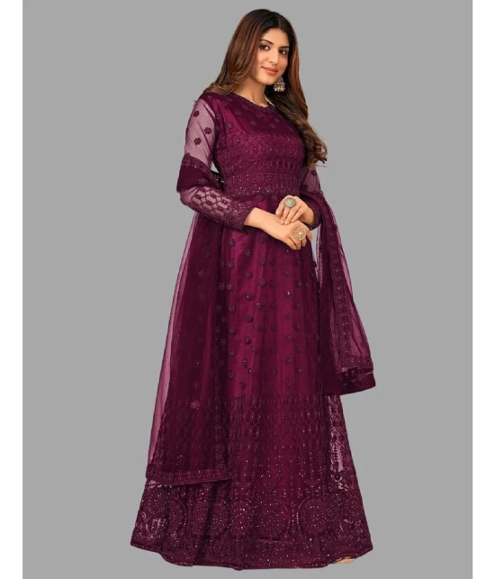 Apnisha Magenta Flared Net Womens Semi Stitched Ethnic Gown ( Pack of 1 ) - None