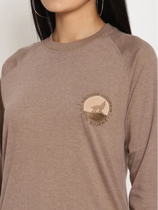 Women Wild Journey Brown Solid Sweatshirt-M