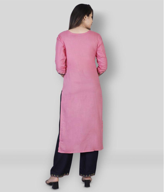 HIGHLIGHT FASHION EXPORT - Pink Straight Rayon Women's Stitched Salwar Suit ( Pack of 1 ) - L