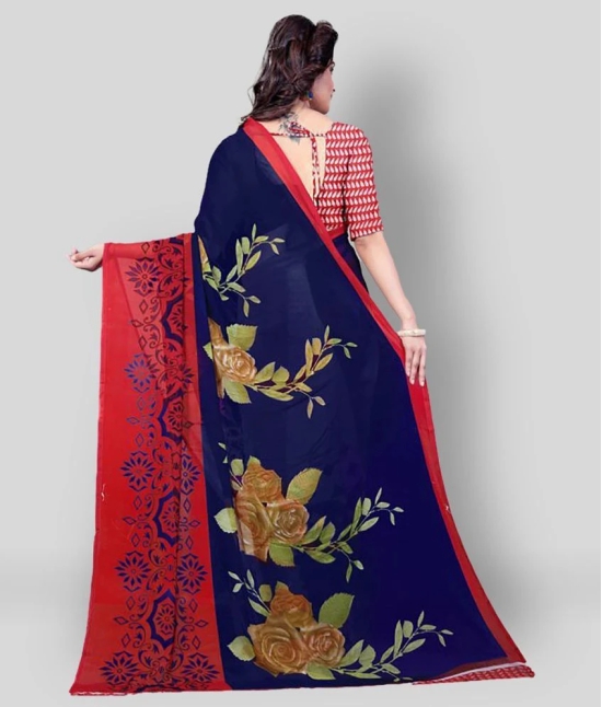 ANAND SAREES - Multicolor Georgette Saree With Blouse Piece (Pack of 1)