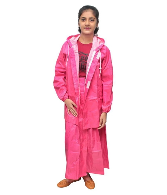 Goodluck Nylon Raincoat Set - Pink - XL