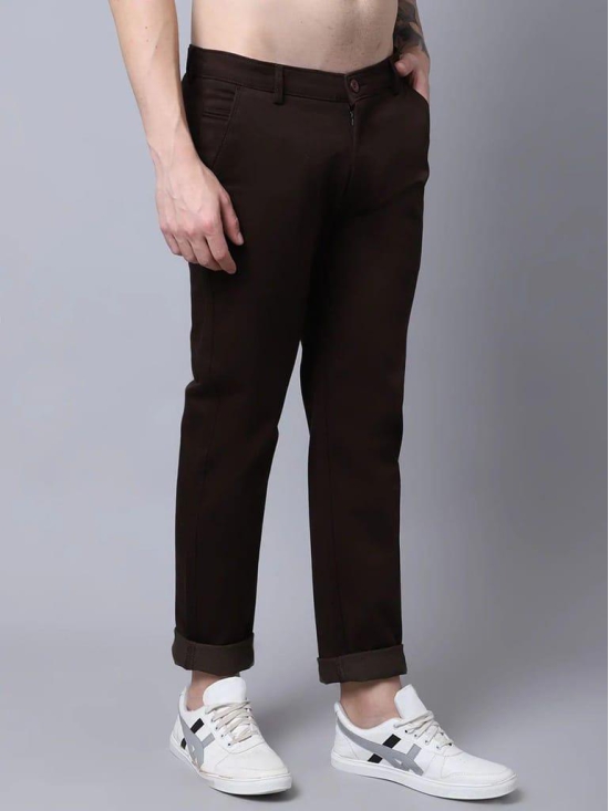 Rodamo  Men Brown Slim Fit Trousers