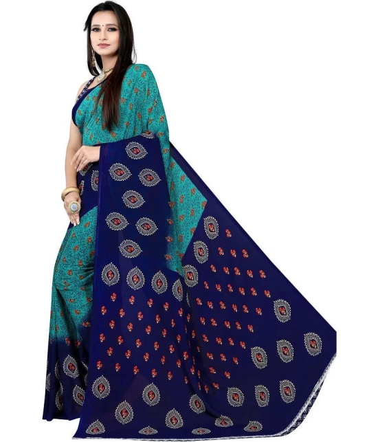 LEELAVATI - Navy Blue Georgette Saree With Blouse Piece ( Pack of 1 ) - Navy Blue