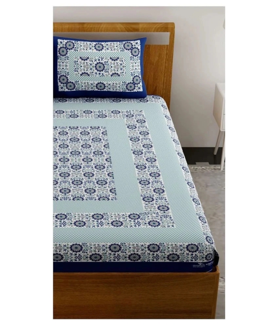 Uniqchoice Cotton Double Bedsheet with 2 Pillow Covers - Blue