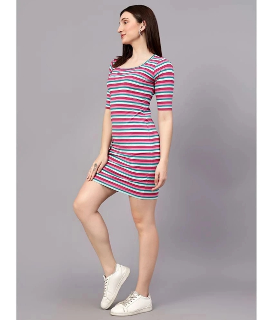 Diaz Cotton Blend Striped Mini Womens Bodycon Dress - Multicolor ( Pack of 1 ) - None