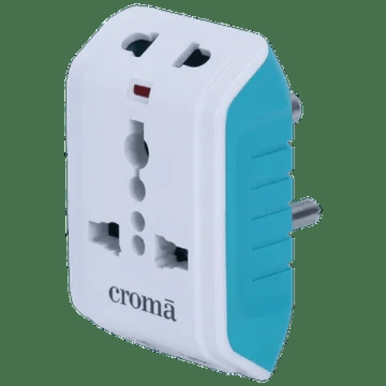 Croma 6 Amps 3 Way Multiplug (Built-in Surge Protection, White)