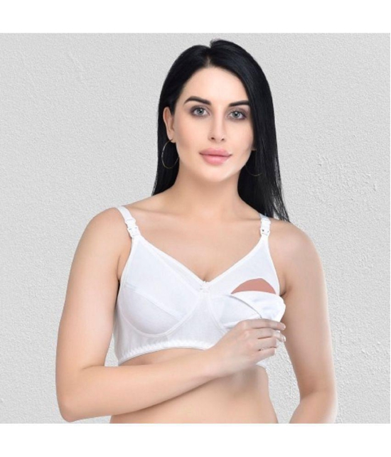 Zourt - White Cotton Solid Womens Maternity Bra ( Pack of 1 ) - 40B