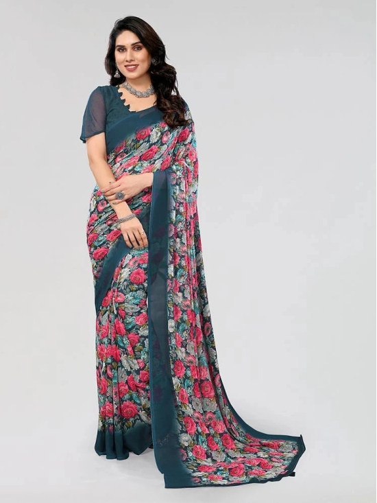 ANAND SAREES Chiffon Printed Saree With Blouse Piece - Pink ( Pack of 1 ) - Pink