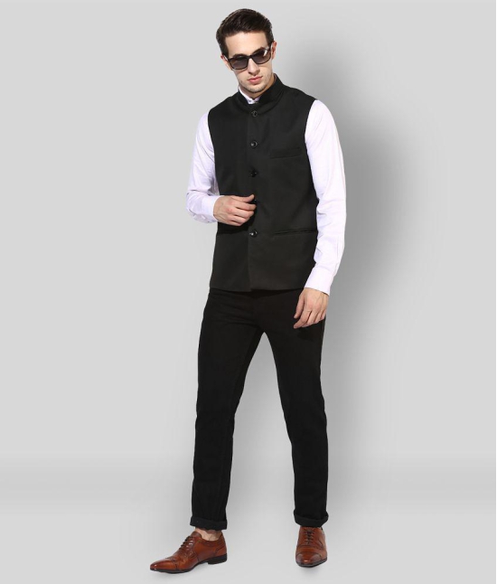 Hangup Black Cotton Blend Nehru Jacket - None