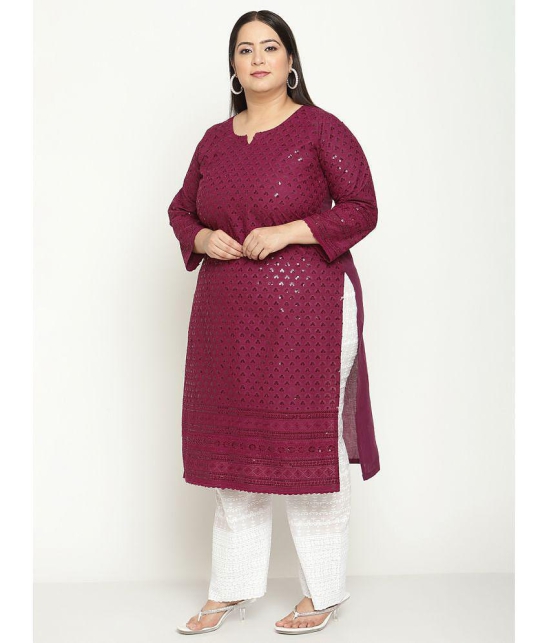 Queenley - Purple Cotton Women's Straight Kurti ( Pack of 1 ) - None