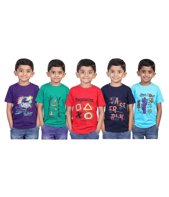 JILZ - Multicolor Cotton Boy's T-Shirt ( Pack of 5 ) - None