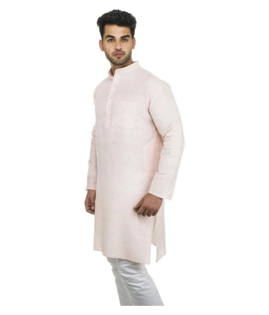 DESHBANDHU DBK Peach 100 Percent Cotton Kurta Single - None