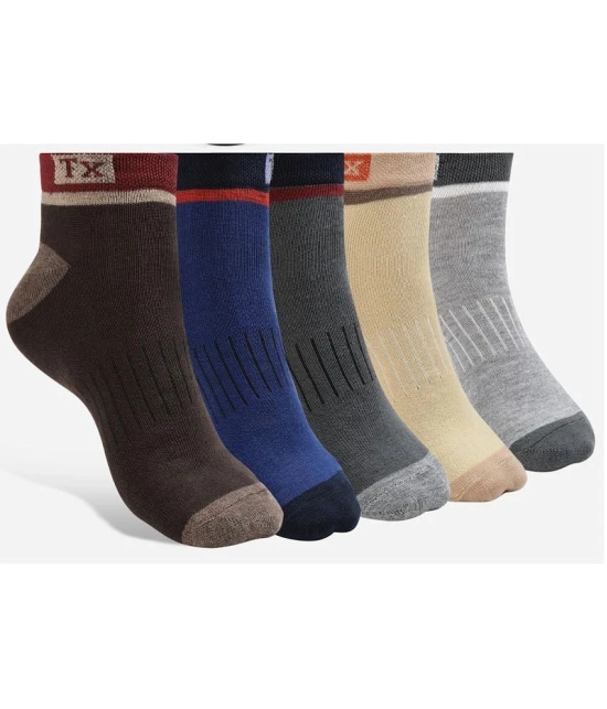 Texlon Cotton Mens Printed Multicolor Ankle Length Socks ( Pack of 5 ) - Multicolor