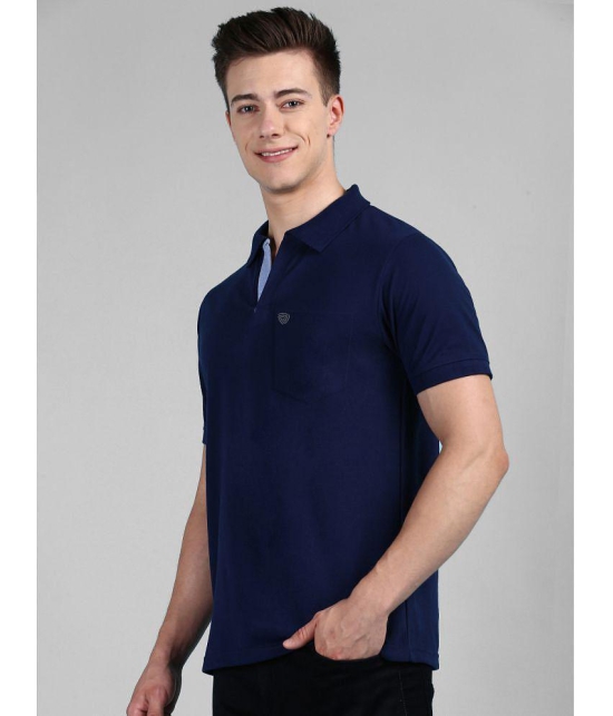 Lux Cozi Cotton Regular Fit Solid Half Sleeves Mens Polo T Shirt - Navy ( Pack of 2 ) - None