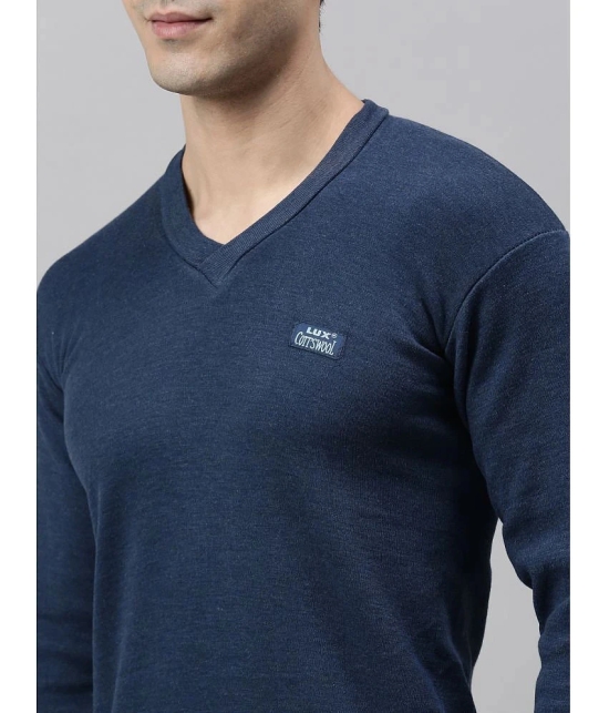 Pack of 2 Lux Cottswool - Blue Cotton Blend Mens Thermal Tops - None