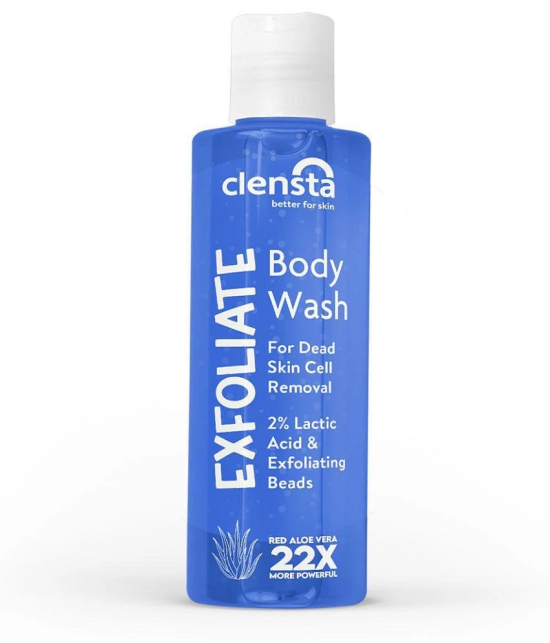 Clensta Exfoliating Body Wash, 200ml,With Red Aloe Vera, 2% Lactic Acid, and Exfoliating Beads, For Skin Exfoliation and Younger-Looking Skin