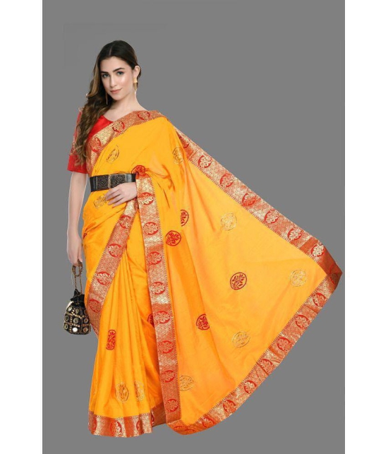 OFLINE SELCTION - Orange Silk Saree With Blouse Piece ( Pack of 1 ) - Orange