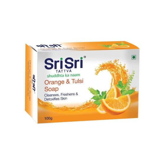 Orange & Tulasi Soap - Cleanses,Freshens & Detoxifies Body, 100g