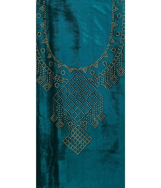 KASHMIRI - Unstitched Blue Velvet Dress Material ( Pack of 1 ) - Blue