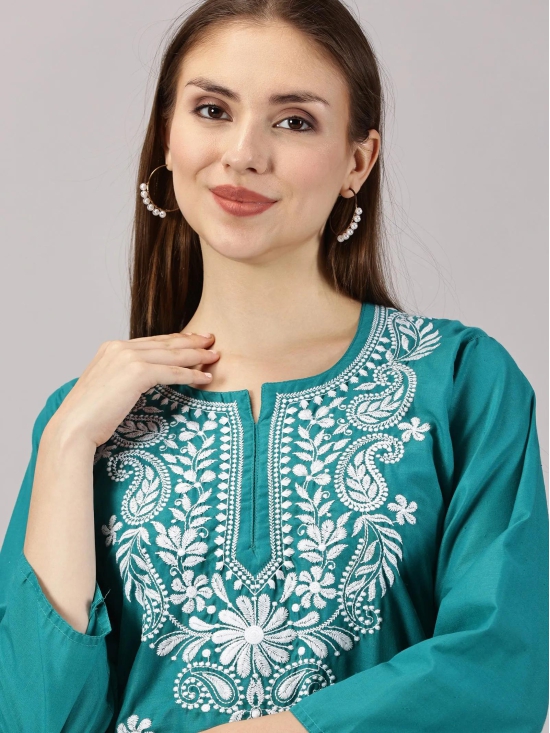 COTTON KURTA-46 / RAMA GREEN / STRAIGHT KURTI