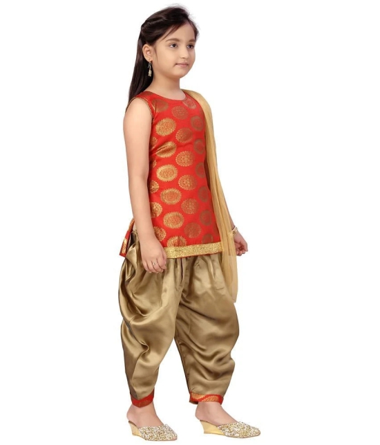 Aarika Red Silk Girls Patiala Kurta Set ( Pack of 1 ) - None