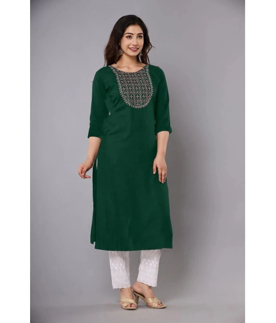 JASH CREATION - Green Rayon Womens Straight Kurti ( Pack of 1 ) - None