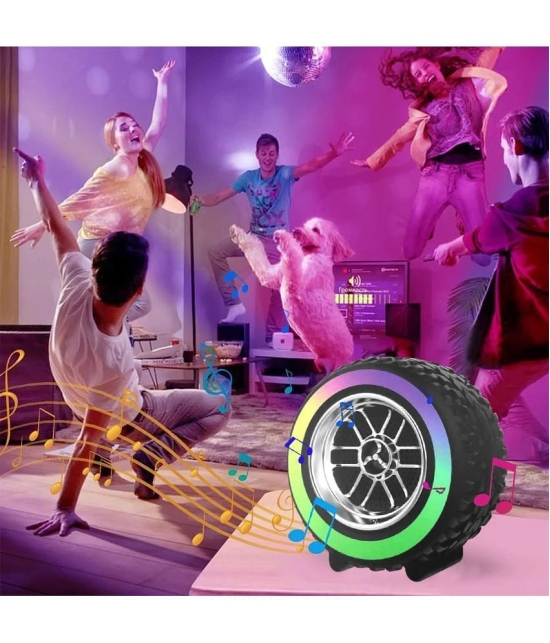 COREGENIX RGB TYRE 10 W Bluetooth Speaker Bluetooth V 5.1 with USB,SD card Slot Playback Time 10 hrs Black - Black