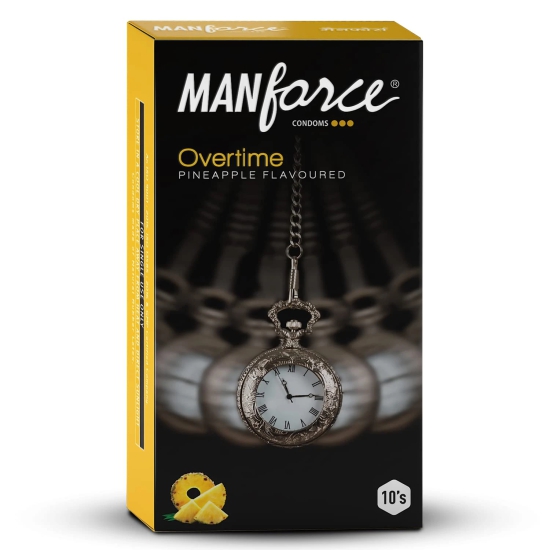 MANFORCE Overtime Pineapple 3in1 (Ribbed Contour Dotted) Condoms - 10 Pieces x Pack of 3 Condom (Set of 3 30 Sheets)