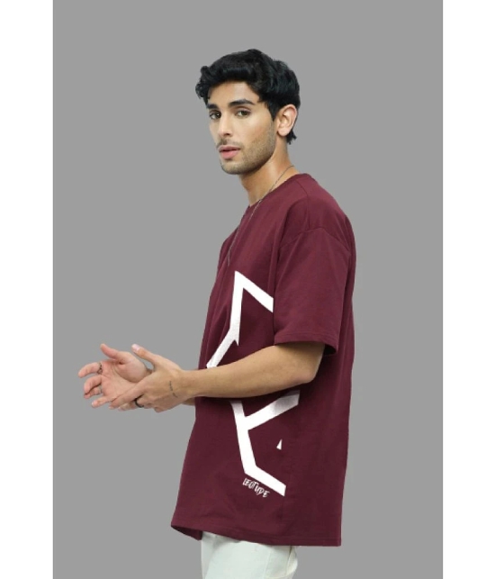 Leotude - Maroon Cotton Blend Oversized Fit Mens T-Shirt ( Pack of 1 ) - None