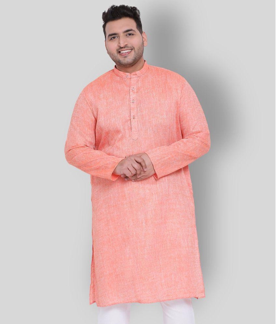 Hangup - Orange Linen Mens Kurta ( Pack of 1 ) - None