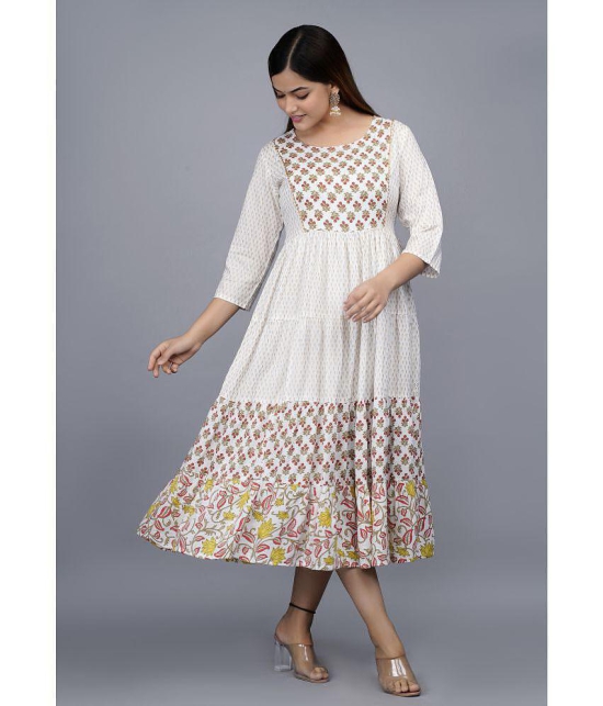 mGIFT ONCE - Off White Rayon Women''s Anarkali Kurti ( Pack of 1 ) - None