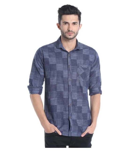 Campus Sutra Cotton Regular Fit Checks Full Sleeves Mens Casual Shirt - Blue ( Pack of 1 ) - 38