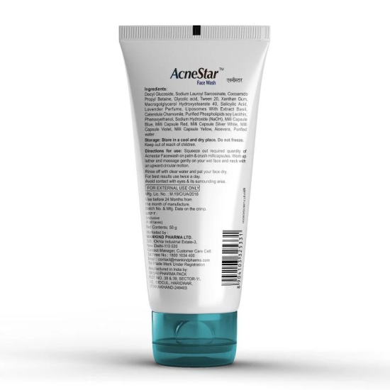 Acnestar Medicated Anti-Acne Face Wash (With Salicylic and Glycolic Acid To Unclog Pores) 50 gm