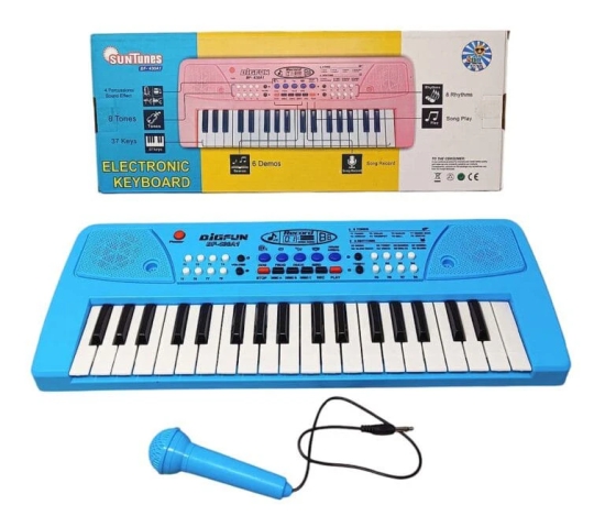 BigFun Electronic Keyboard Piano with Microphone, Blue