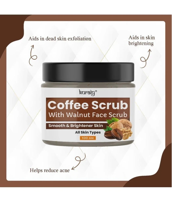 KURAIY Coffee Smooth And Brighter Skin Face Scrub for All Skin Types 100g (Pack Of 2)