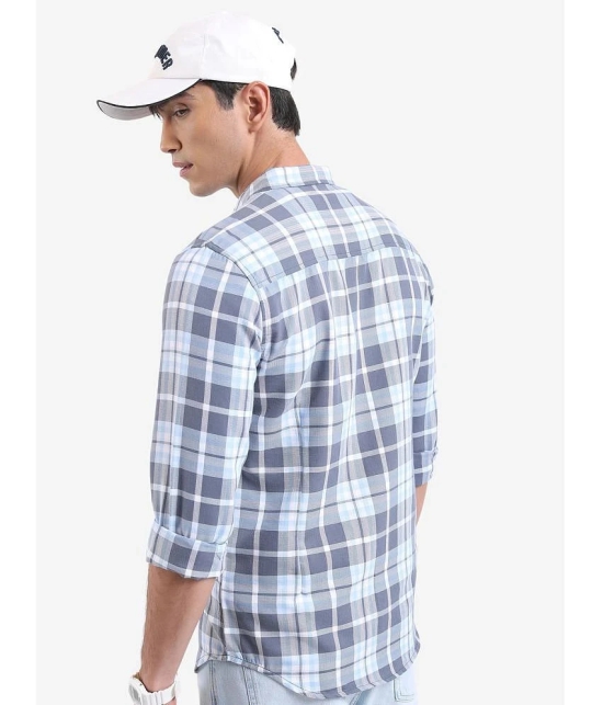 Ketch Cotton Blend Regular Fit Checks Full Sleeves Mens Casual Shirt - Light Blue ( Pack of 1 ) - None