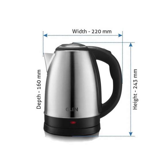 Glen 9002 Electric Kettle 15 Ltr 1500W Silver